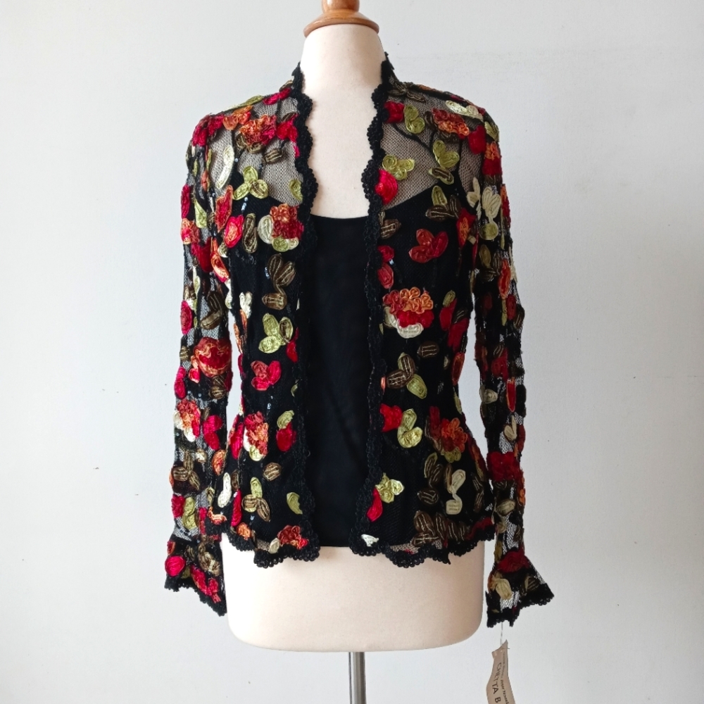 Chetta B Embroidered Blouse New